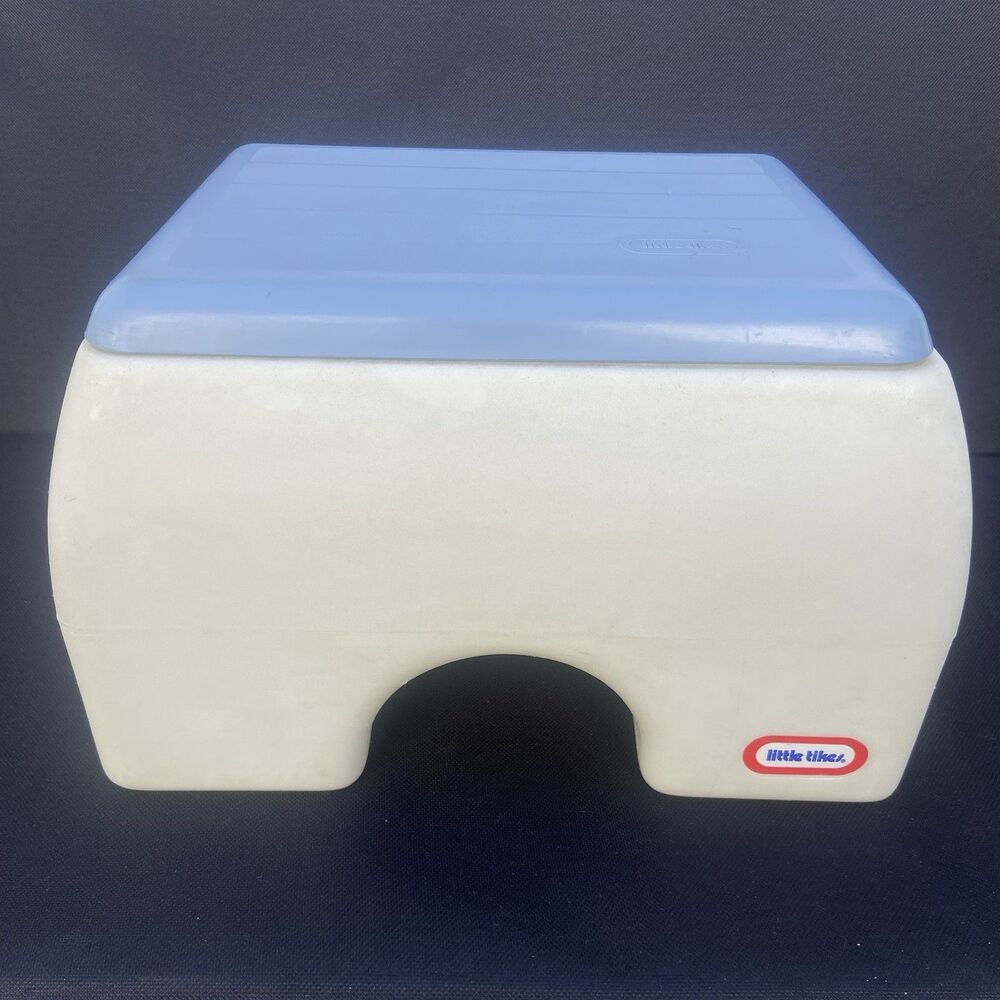 Vintage LITTLE TIKES 1985 Dusty Blue & White 7707 Step Up Stool Kids Retro htf